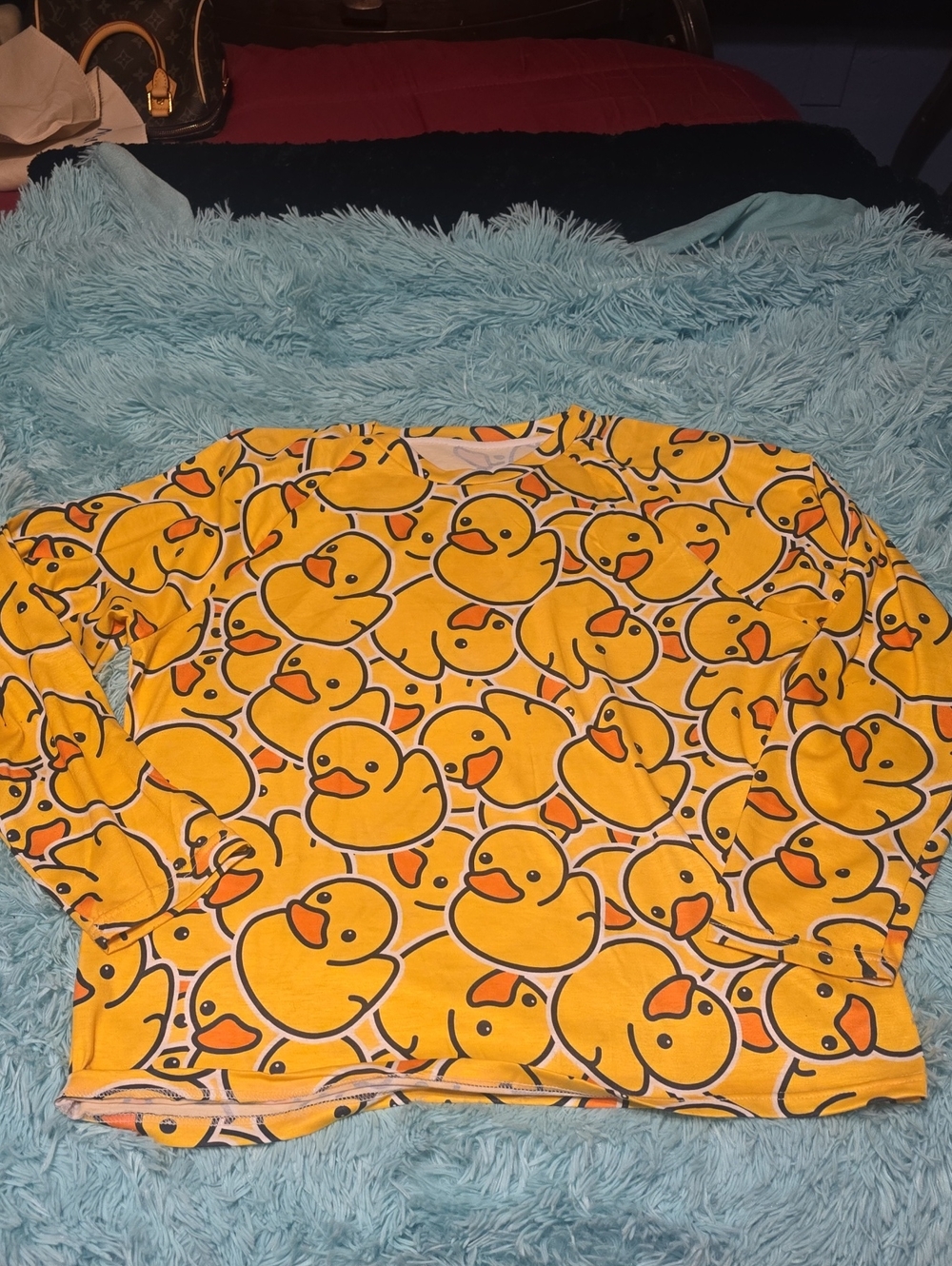 Yellow Rubber Duck Print Long Sleeve Top